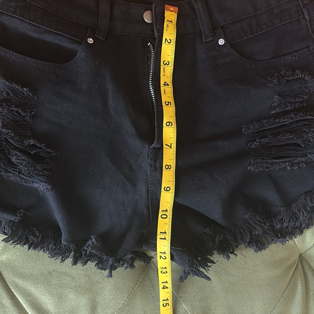 Black High Waist Jean Shorts - Picture 5 of 5